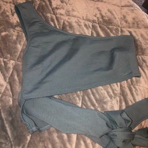 Urban Outfitters Teal One Shoulder Tie-Up Top